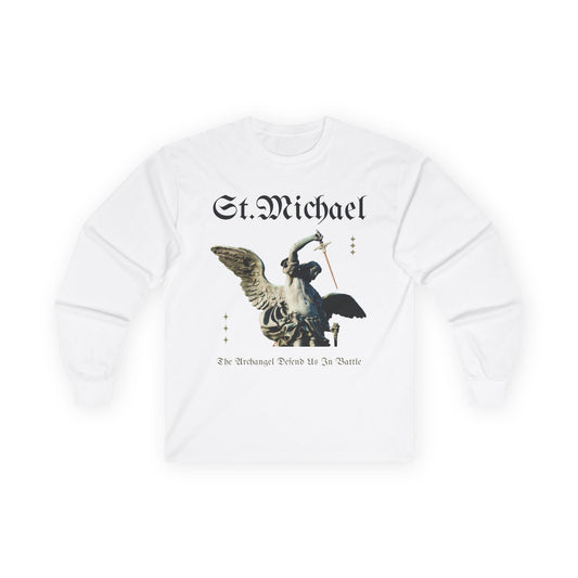 St. Michael the Archangel "Defend Us In Battle" Long Sleeve Cotton Tee