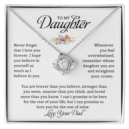 To My Daughter - Never Forget That I Love You - Love Knot Necklace