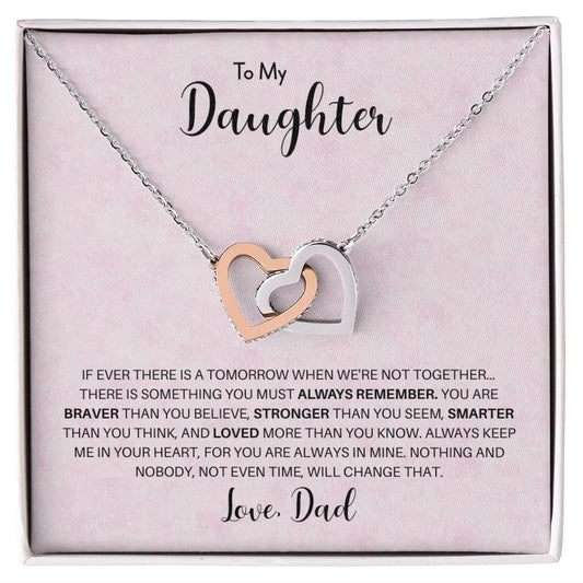 To My Daughter | Always Keep Me In Your Heart - Interlocking Hearts necklace